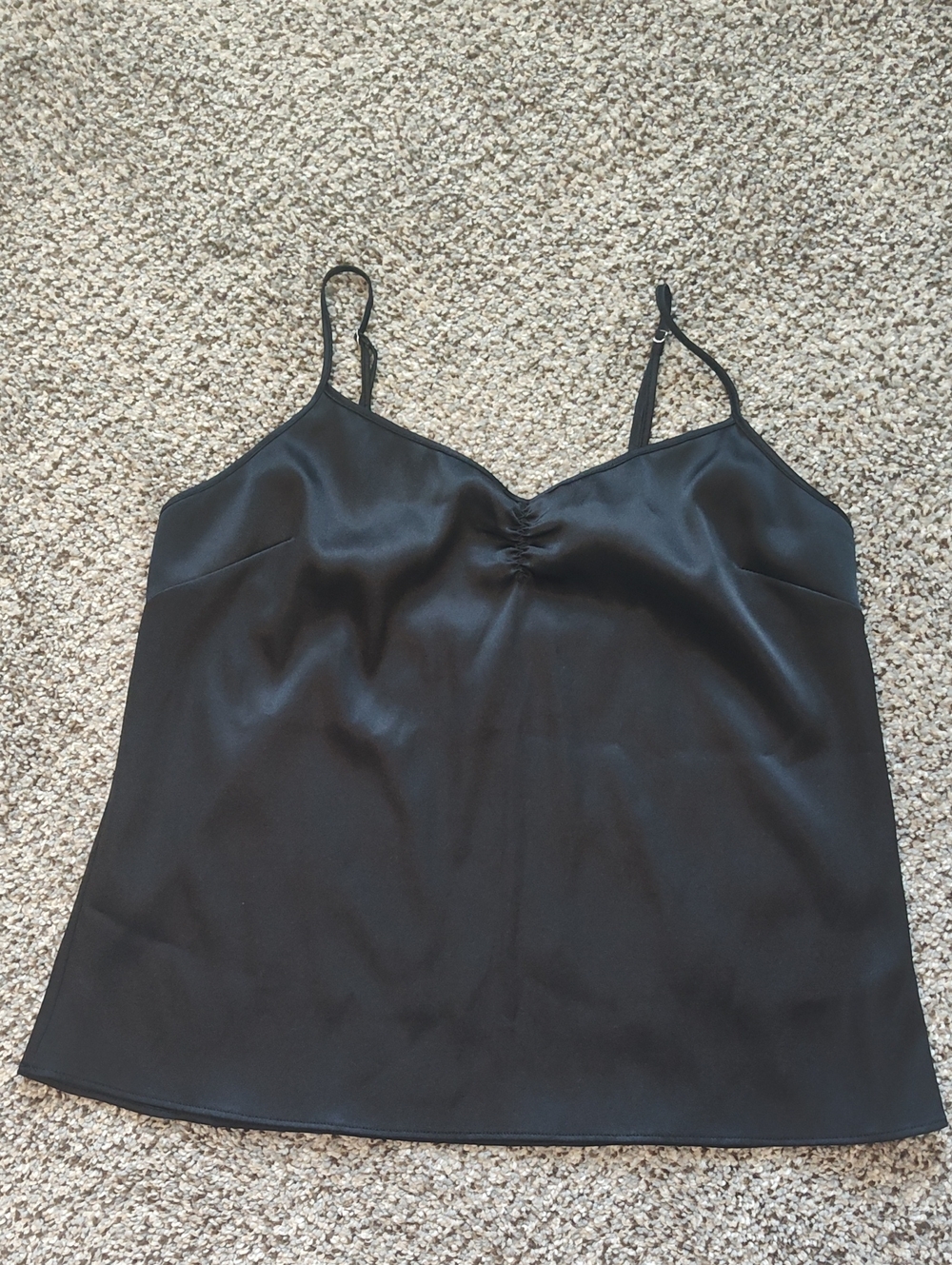 Victoria Secret Classic Black Satin Cami with Adjustable Straps